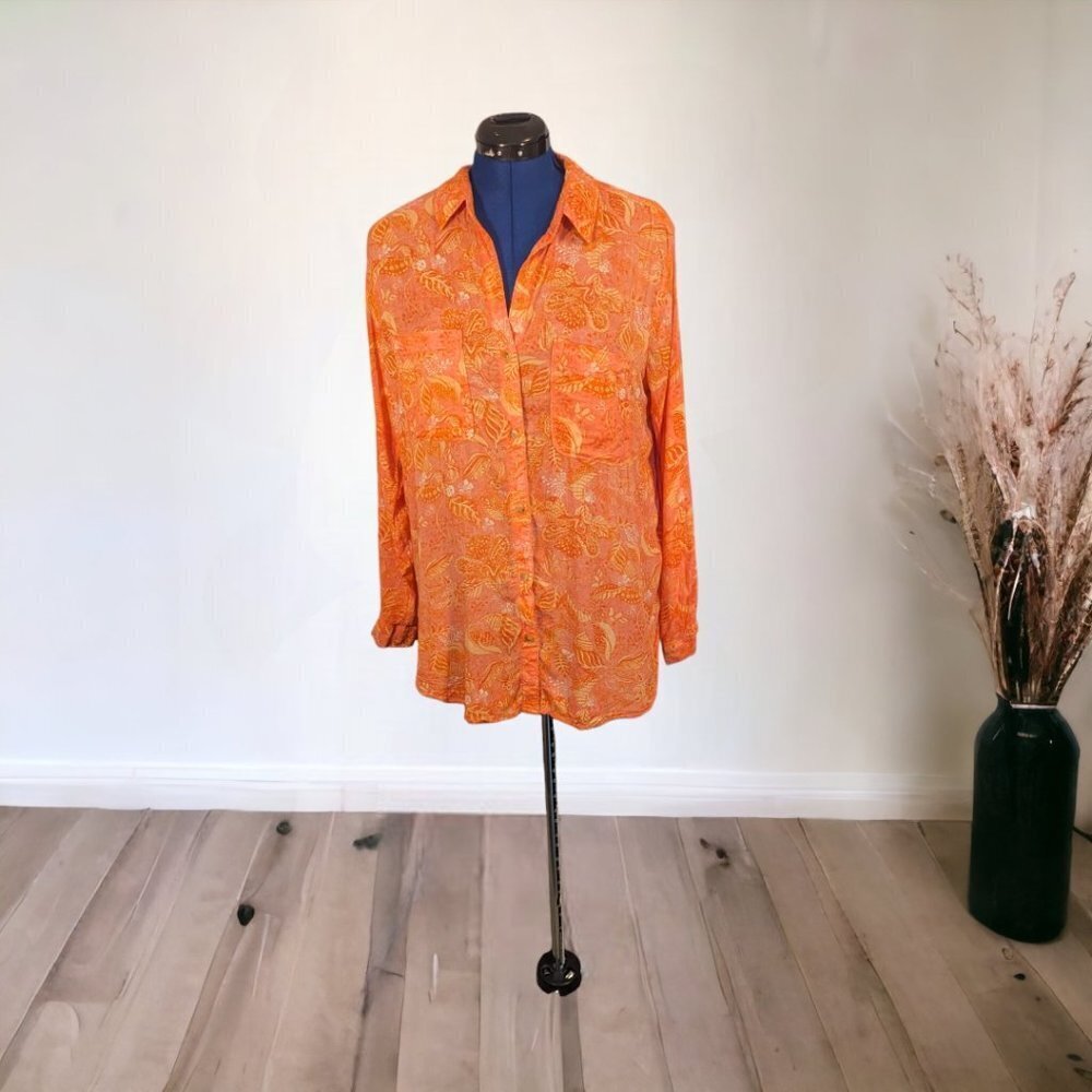 Pilcro Orange Patterned Button-Down Shirt